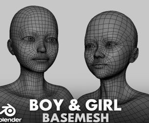 Little Boy & Girl Anatomy - Topology + UV Map