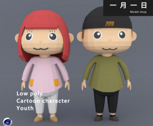 Low poly Cartoon character Youth