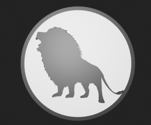 Lion silhouette in disc