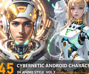 Cybernetic Android Characters In Anime Style