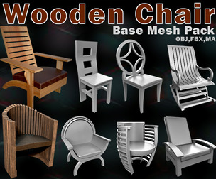 38 Wooden Chair Base Mesh Pack