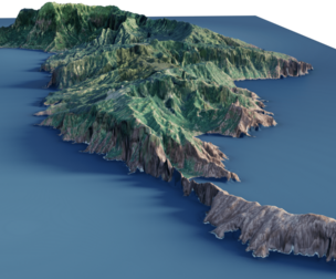 French Polynesia island of Hiva Oa 3d model