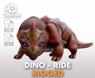 Triceratops Rigged Monster Low-poly 3D model