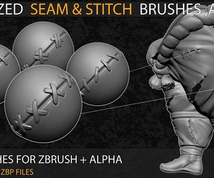 40 Stylized Seam&Stitch Brushes&Alpha 4k _V.01