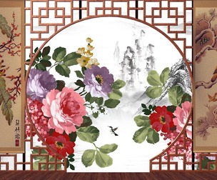 Vintage chinese wedding background wall, PSD