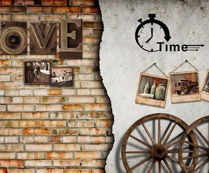 Vintage wooden plank nostalgic wheel background