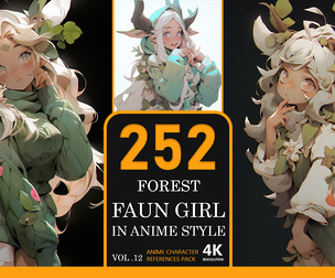 Forest Faun Girl in Anime Style