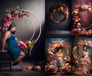 15 Floral Ring Digital Backdrops Overlays