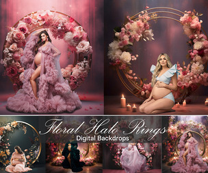 20 Floral Halo Rings Digital Backdrops