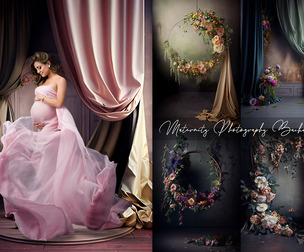 Dark Hanging Floral Halo Ring, Maternity Overlay