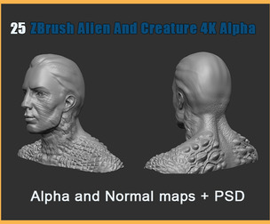 25+10 Zbrush Alien and creature 4k alpha