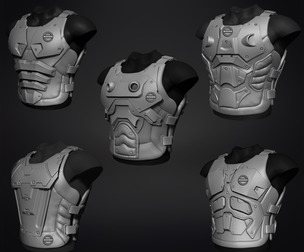 Sci fi Armour torso Kitbash v2 zbrush highpoly