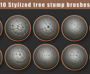 10 Stylized Wood Brush/Alphas