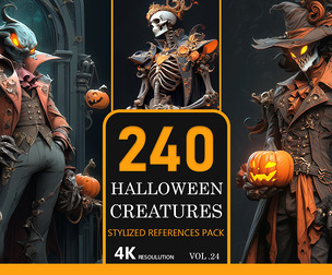 Stylized Halloween creatures