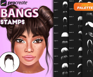 Procreate bangs brushes. Procreate hair stamps