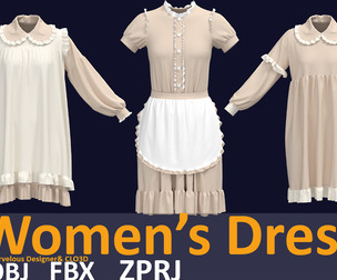 7 vintage women outfit 3d models Zprj Fbx OBJ