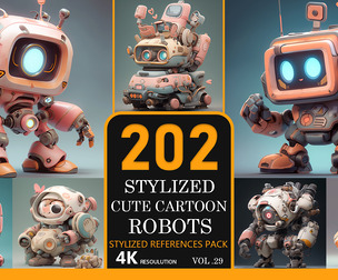 Stylized Cute Cartoon Robots