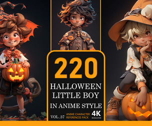 Halloween Little Boy In Anime Style
