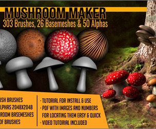 Mushroom Maker 303 ZBrush Brushes 26 Basemeshes