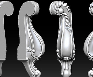 CARVED CABRIOLE Furniture LEG set - 07