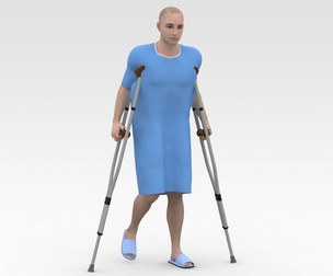 Patient with Crutches