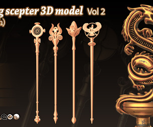 20 King Scepter 3D Model (Basemesh) vol.2