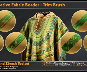 25 Decorative Fabric Border - Trim Brush-VOL 02