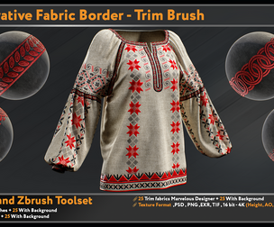 25 Decorative Fabric Border - Trim Brush-VOL 01