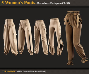 5 Women Pants /MD-Clo3D - FBX - OBJ