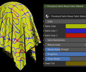 Procedural Swirls Waves Fabric Material