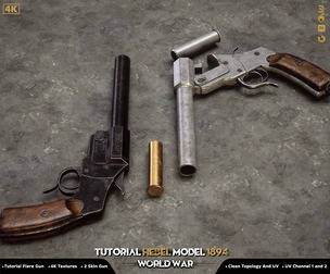 Flare Gun  / World War / 3D Model + Full Tutorial