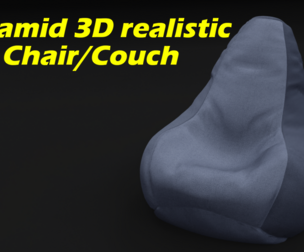 Triangle shap 3D realistic blue chair furniture