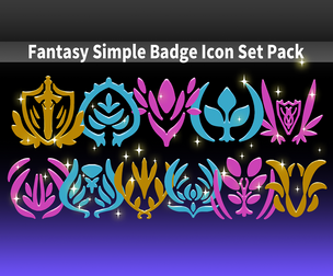 Fantasy Simple Badge Icon Set Pack