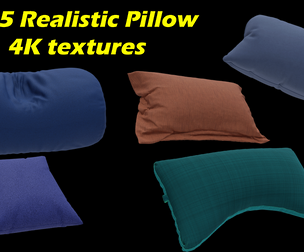 5 Realistic 3d Pillows Set - 4K textures