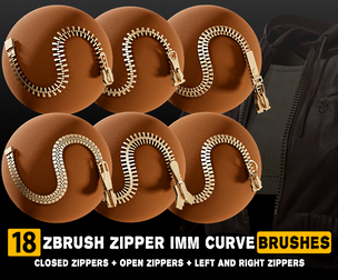18 Zbrush Zipper IMM Curve Brushes