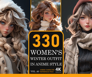 women's winter outfit in anime style