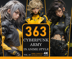 Cyberpunk Army in anime style