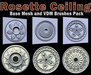 40 Rosette Ceiling Base Mesh and VDM Brushes Pack