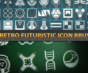 100 Retro Futuristic Icon Brushes for Photoshop