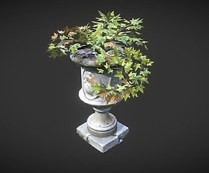 Flower Pot with Vegetation Exterior Decoration