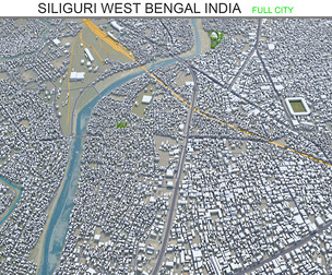 Siliguri city West Bengal India 3d model 15km