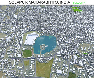 Solapur city Maharashtra India 3d model 20km