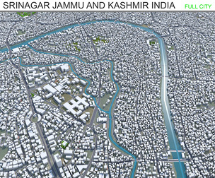 Srinagar Jammu and Kashmir India 3d model 30km
