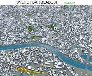 Sylhet city Bangladesh 3d model 25km