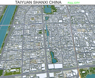 Taiyuan city Shanxi China 3d model 70km