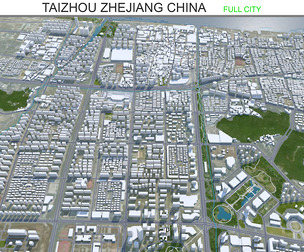 Taizhou city Zhejiang China 3d model 120km