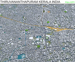 Thiruvananthapuram city Kerala India 3d model 35km