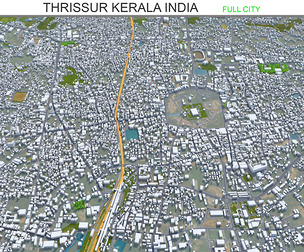 Thrissur city Kerala India 3d model 20km