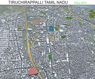 Tiruchirappalli city Tamil Nadu 3d model 15km