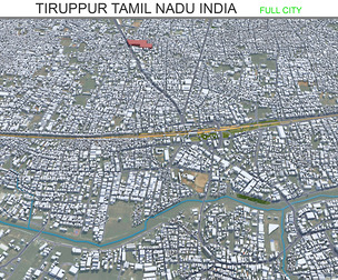 Tiruppur city Tamil Nadu India 3d model 30km